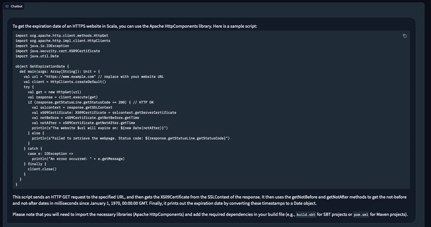 SSL expiration script in Scala